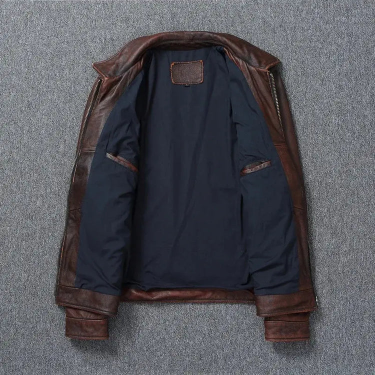 Vintage Red Brown Genuine Leather Jacket Men Soft Real Cowhide Black Winter Coat Biker Jackets Jaqueta Masculina De Couro SHOPEZRA L.L.C.