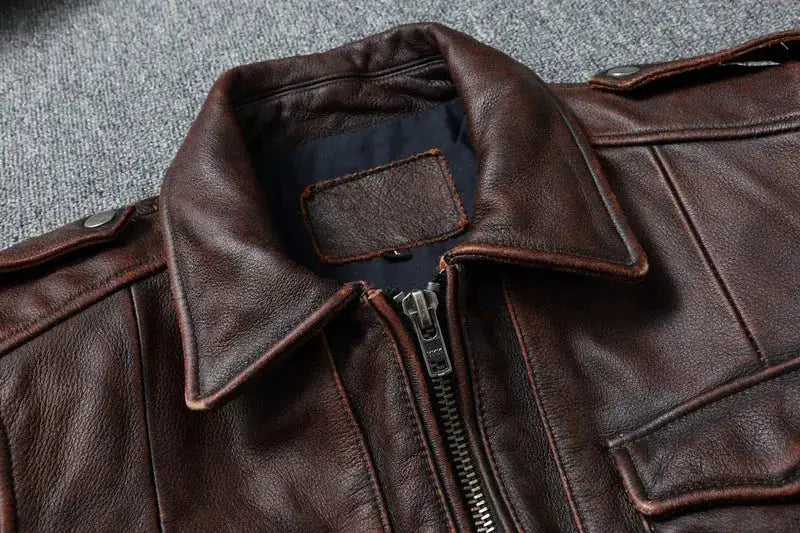 Vintage Red Brown Genuine Leather Jacket Men Soft Real Cowhide Black Winter Coat Biker Jackets Jaqueta Masculina De Couro by Dropshipman