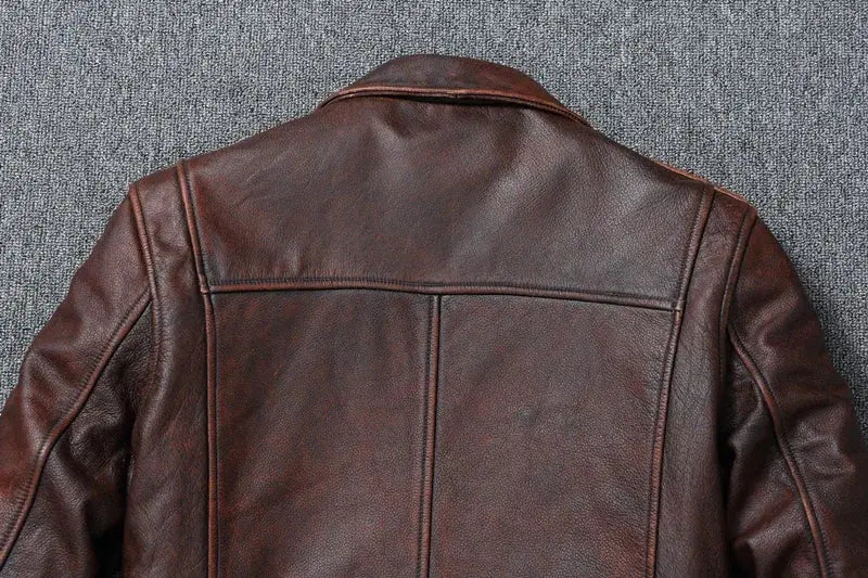 Vintage Red Brown Genuine Leather Jacket Men Soft Real Cowhide Black Winter Coat Biker Jackets Jaqueta Masculina De Couro SHOPEZRA L.L.C.