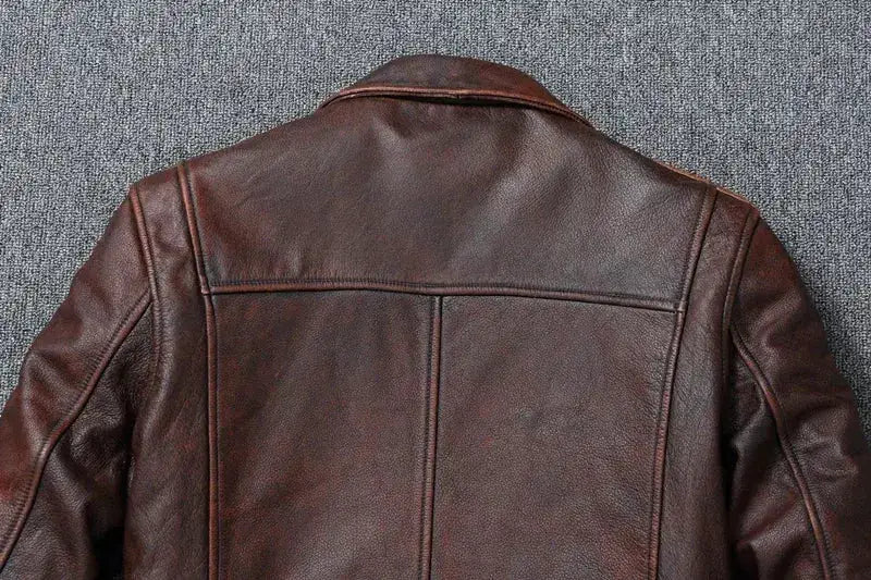 Vintage Red Brown Genuine Leather Jacket Men Soft Real Cowhide Black Winter Coat Biker Jackets Jaqueta Masculina De Couro by Dropshipman