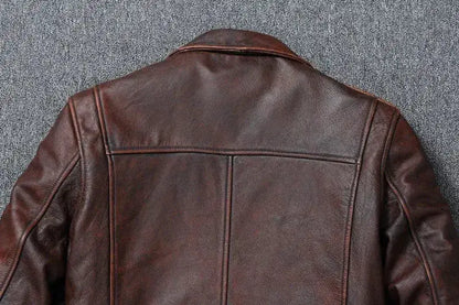 Vintage Red Brown Genuine Leather Jacket Men Soft Real Cowhide Black Winter Coat Biker Jackets Jaqueta Masculina De Couro by Dropshipman