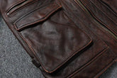 Vintage Red Brown Genuine Leather Jacket Men Soft Real Cowhide Black Winter Coat Biker Jackets Jaqueta Masculina De Couro SHOPEZRA L.L.C.