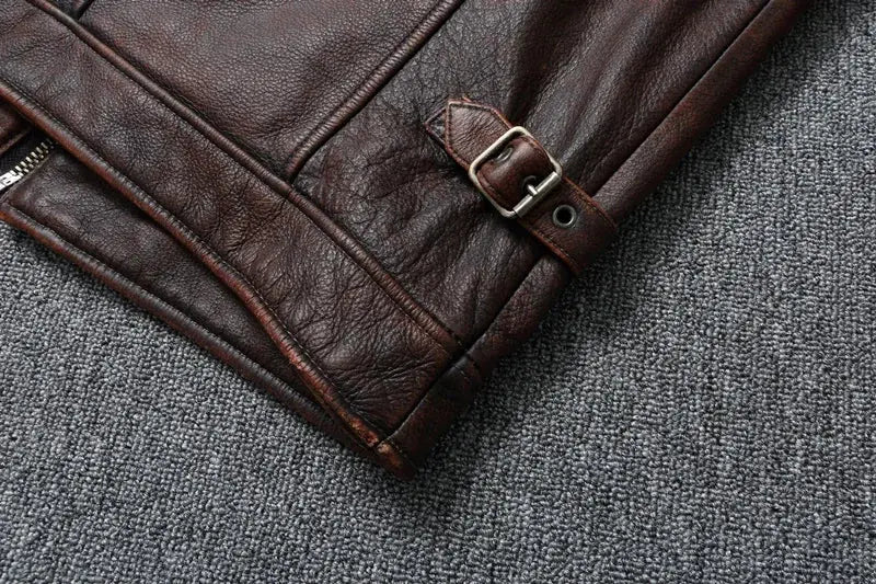 Vintage Red Brown Genuine Leather Jacket Men Soft Real Cowhide Black Winter Coat Biker Jackets Jaqueta Masculina De Couro SHOPEZRA L.L.C.