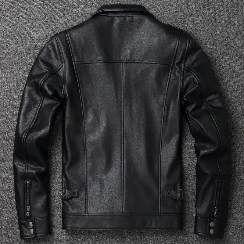 Vintage Red Brown Genuine Leather Jacket Men Soft Real Cowhide Black Winter Coat Biker Jackets Jaqueta Masculina De Couro SHOPEZRA L.L.C.
