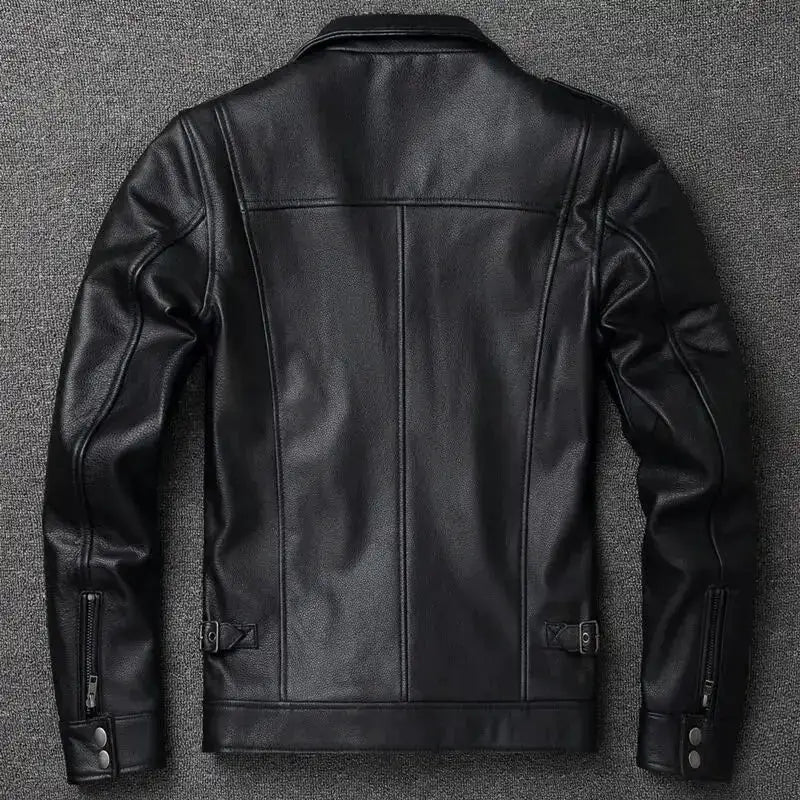 Vintage Red Brown Genuine Leather Jacket Men Soft Real Cowhide Black Winter Coat Biker Jackets Jaqueta Masculina De Couro by Dropshipman