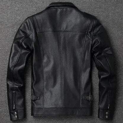 Vintage Red Brown Genuine Leather Jacket Men Soft Real Cowhide Black Winter Coat Biker Jackets Jaqueta Masculina De Couro by Dropshipman