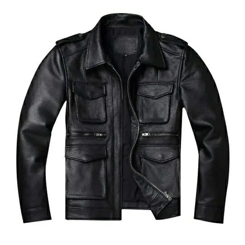 Vintage Red Brown Genuine Leather Jacket Men Soft Real Cowhide Black Winter Coat Biker Jackets Jaqueta Masculina De Couro SHOPEZRA L.L.C.
