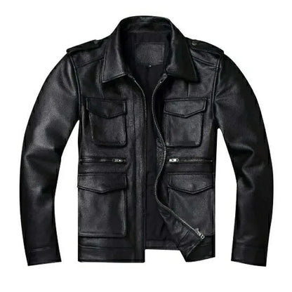 Vintage Red Brown Genuine Leather Jacket Men Soft Real Cowhide Black Winter Coat Biker Jackets Jaqueta Masculina De Couro SHOPEZRA L.L.C.