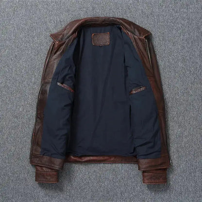 Vintage Red Brown Genuine Leather Jacket Men Soft Real Cowhide Black Winter Coat Biker Jackets Jaqueta Masculina De Couro by Dropshipman