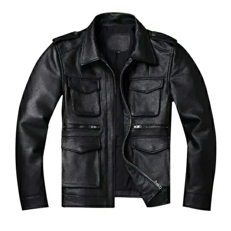 Vintage Red Brown Genuine Leather Jacket Men Soft Real Cowhide Black Winter Coat Biker Jackets Jaqueta Masculina De Couro by Dropshipman