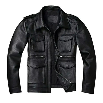 Vintage Red Brown Genuine Leather Jacket Men Soft Real Cowhide Black Winter Coat Biker Jackets Jaqueta Masculina De Couro by Dropshipman