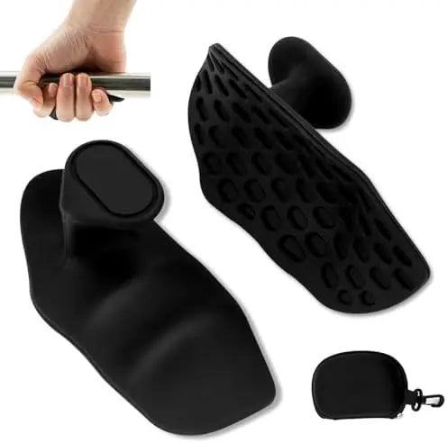 Black spring grip strengthener and finger exerciser by SHOPEZRA L.L.C., compact hand grip trainer for finger and hand strength.