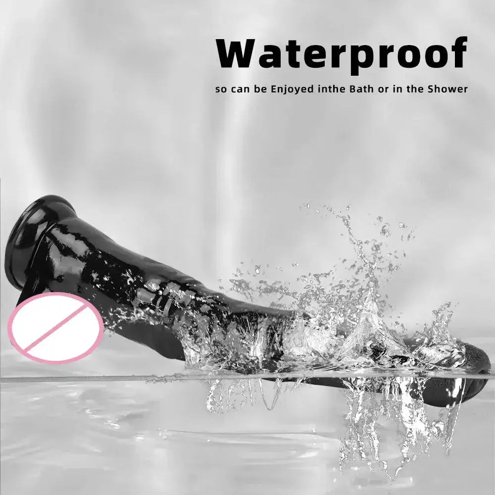 Black super long realistic horse dildo with suction cup, detailed animal penis, G-spot stimulation, for women and men.