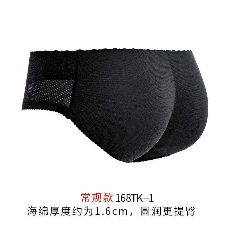 Black seamless large size butt lifting briefs by SHOPEZRA L.L.C., one-piece body-shaping underwear with low waist design.