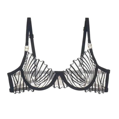Cross-border sexy sexy lingerie French ultra-thin mesh embroidered bra underwear big chest small plus size underwear suit by Dropshipman