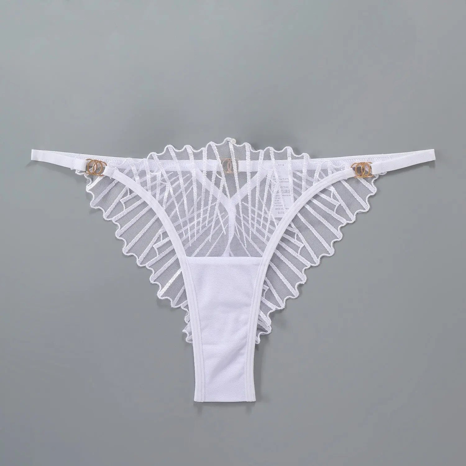 Black sexy lingerie set featuring an ultra-thin mesh embroidered bra and thong, designed for plus-size and large-chest women.