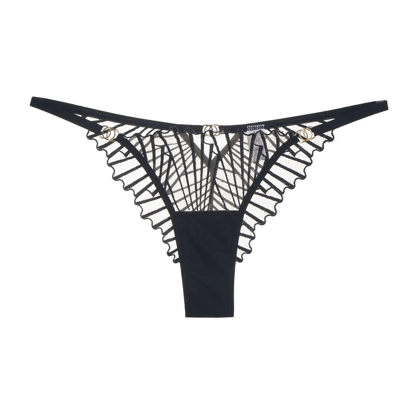 Black sexy lingerie set by SHOPEZRA L.L.C., featuring ultra-thin mesh embroidered bra and thong for plus size and big-chest women.