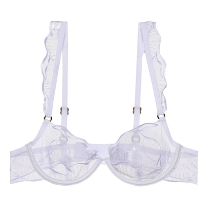 Französischer Stil Unterwäsche Damen Sommer Ultraleicht Rein Bestickte Spitze Unterwäsche Große Brust Kleine Anti-Sagging Sexy BH-Set