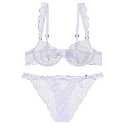Französischer Stil Unterwäsche Damen Sommer Ultraleicht Rein Bestickte Spitze Unterwäsche Große Brust Kleine Anti-Sagging Sexy BH-Set