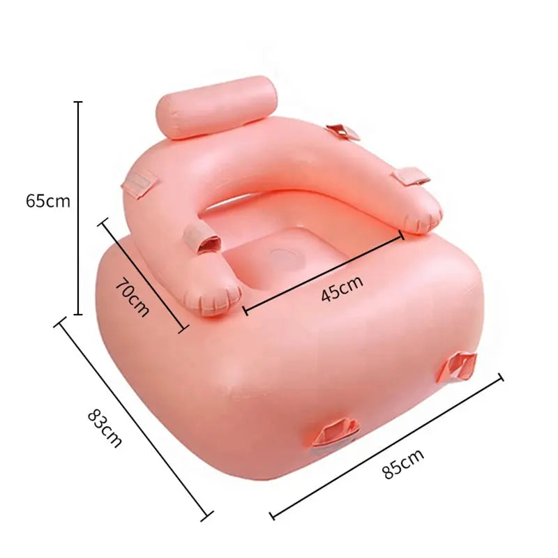 Black inflatable sex sofa with dildo and pump, BDSM bondage gear, PVC material, designed for adult intimate games and pleasure.