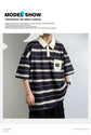 2024 New Summer Men POLO Shirt Trend Loose Clothing Students Short-sleeved T Shirt Tops Round Neck Five-quarter Sleeve Harajuku SHOPEZRA L.L.C.