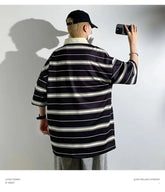 2024 New Summer Men POLO Shirt Trend Loose Clothing Students Short-sleeved T Shirt Tops Round Neck Five-quarter Sleeve Harajuku SHOPEZRA L.L.C.