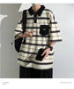 2024 New Summer Men POLO Shirt Trend Loose Clothing Students Short-sleeved T Shirt Tops Round Neck Five-quarter Sleeve Harajuku SHOPEZRA L.L.C.