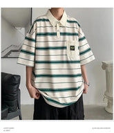 2024 New Summer Men POLO Shirt Trend Loose Clothing Students Short-sleeved T Shirt Tops Round Neck Five-quarter Sleeve Harajuku SHOPEZRA L.L.C.