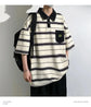 2024 New Summer Men POLO Shirt Trend Loose Clothing Students Short-sleeved T Shirt Tops Round Neck Five-quarter Sleeve Harajuku SHOPEZRA L.L.C.