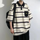 2024 New Summer Men POLO Shirt Trend Loose Clothing Students Short-sleeved T Shirt Tops Round Neck Five-quarter Sleeve Harajuku SHOPEZRA L.L.C.