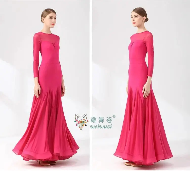 Ballroom Dance Performance Dresses Women Simple Style Waltz Dancing Wear Adult Elegant Ballroom Competition Social Dancing Dress SHOPEZRA L.L.C.