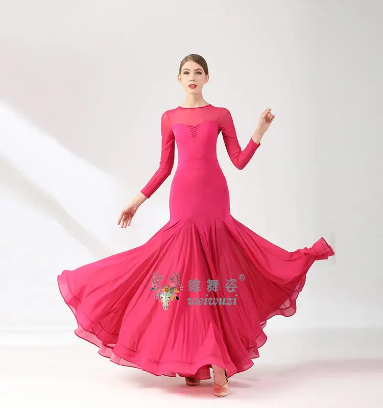 Ballroom Dance Performance Dresses Women Simple Style Waltz Dancing Wear Adult Elegant Ballroom Competition Social Dancing Dress SHOPEZRA L.L.C.