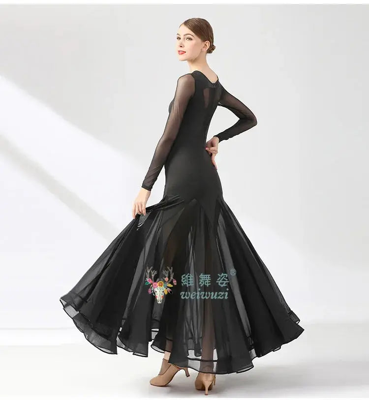 Ballroom Dance Performance Dresses Women Simple Style Waltz Dancing Wear Adult Elegant Ballroom Competition Social Dancing Dress SHOPEZRA L.L.C.