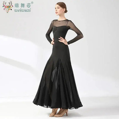 Ballroom Dance Performance Dresses Women Simple Style Waltz Dancing Wear Adult Elegant Ballroom Competition Social Dancing Dress by Dropshipman