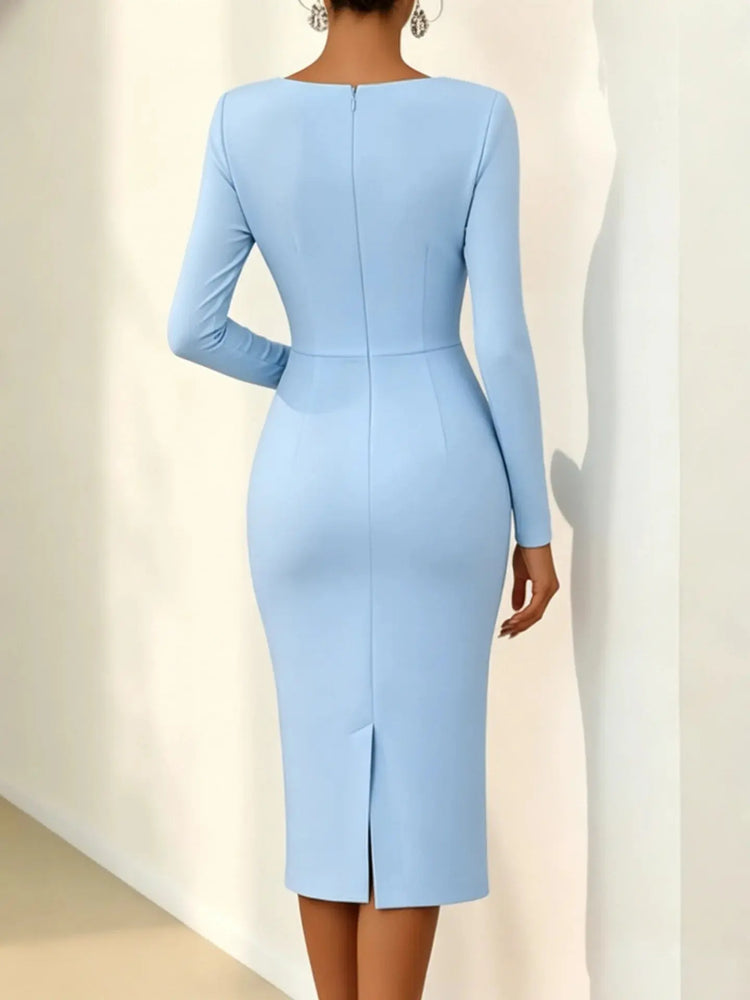 Banquet Dress for Women Elegant Sweet 3D Flower Ruched Bodycon Midi Robe Female Party Prom Vestidos Evening Gown Lady SHOPEZRA L.L.C.
