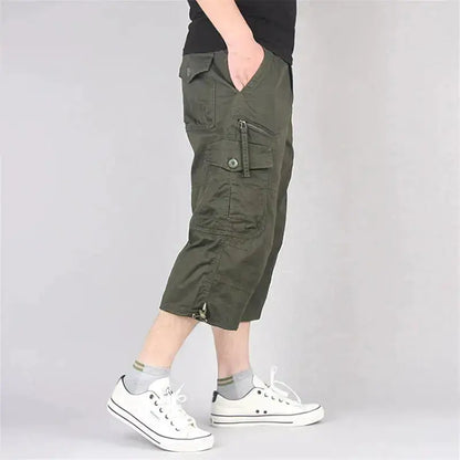 Long Length Cargo Shorts Men Summer Multi-Pocket Casual Cotton Elastic Capri Pants Men Military Tactical Short Hot Breeches 5XL by Dropshipman
