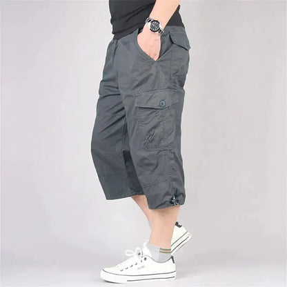 Long Length Cargo Shorts Men Summer Multi-Pocket Casual Cotton Elastic Capri Pants Men Military Tactical Short Hot Breeches 5XL by Dropshipman