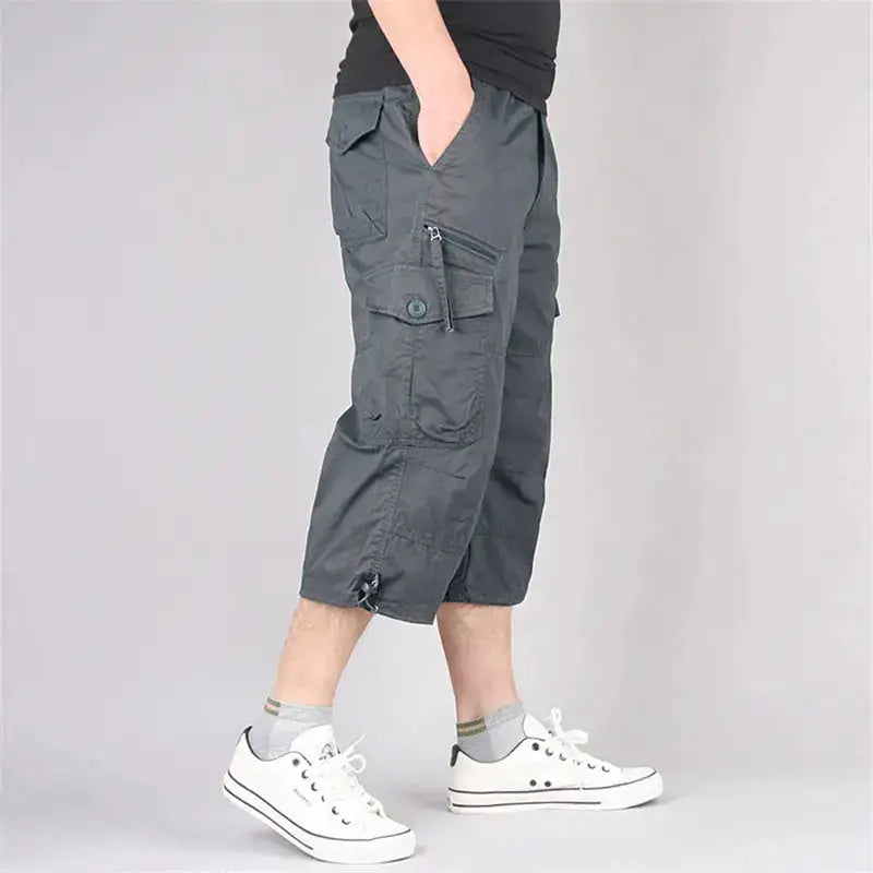 Long Length Cargo Shorts Men Summer Multi-Pocket Casual Cotton Elastic Capri Pants Men Military Tactical Short Hot Breeches 5XL by Dropshipman
