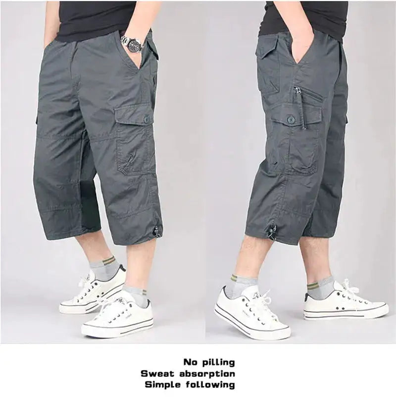 Long Length Cargo Shorts Men Summer Multi-Pocket Casual Cotton Elastic Capri Pants Men Military Tactical Short Hot Breeches 5XL by Dropshipman