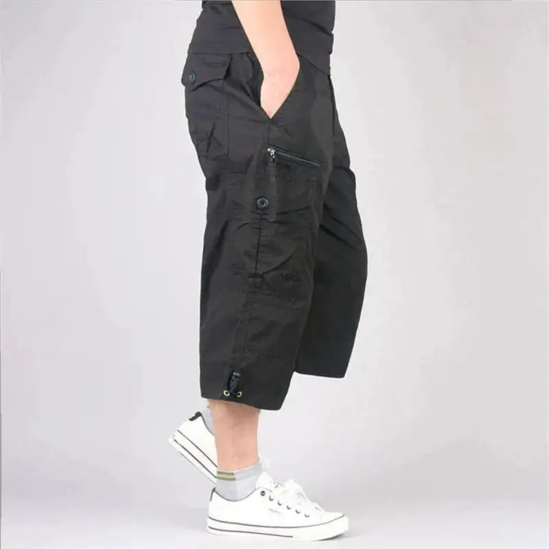Long Length Cargo Shorts Men Summer Multi-Pocket Casual Cotton Elastic Capri Pants Men Military Tactical Short Hot Breeches 5XL by Dropshipman