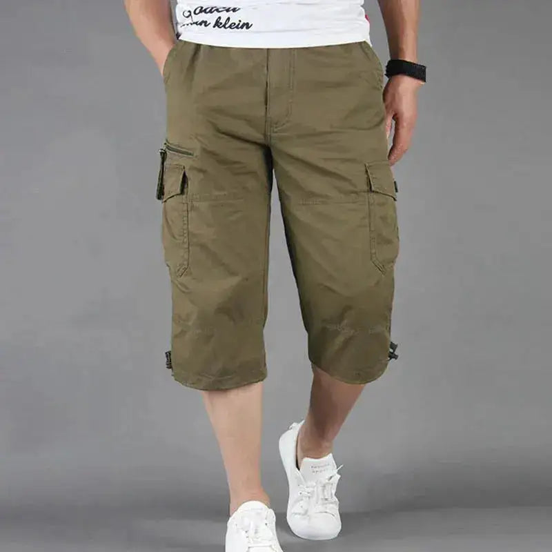 Long Length Cargo Shorts Men Summer Multi-Pocket Casual Cotton Elastic Capri Pants Men Military Tactical Short Hot Breeches 5XL by Dropshipman