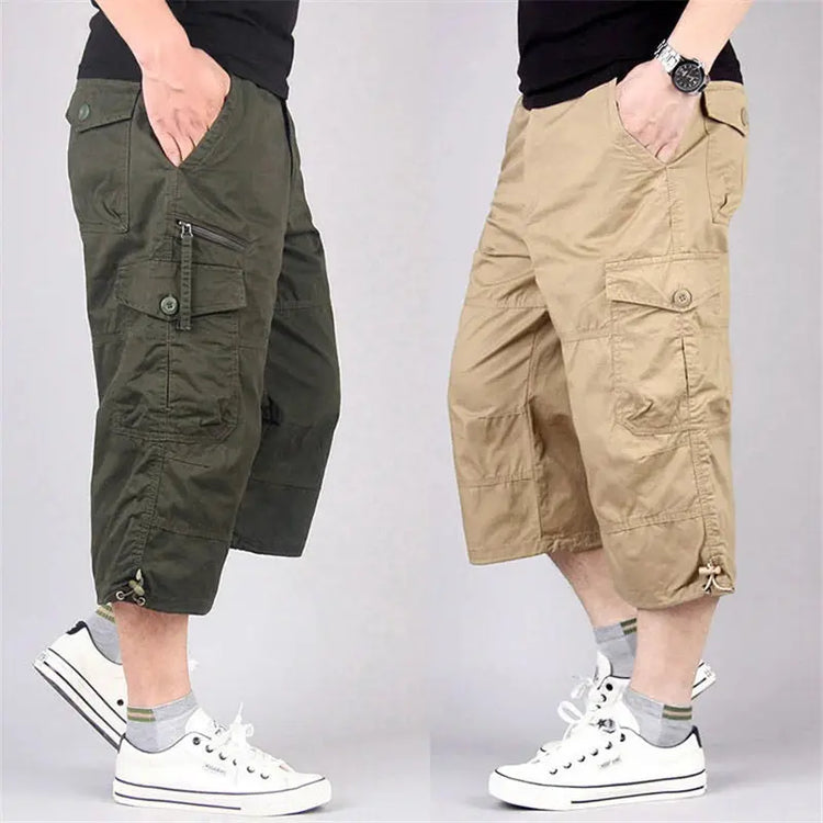 Long Length Cargo Shorts Men Summer Multi-Pocket Casual Cotton Elastic Capri Pants Men Military Tactical Short Hot Breeches  5XL SHOPEZRA L.L.C.