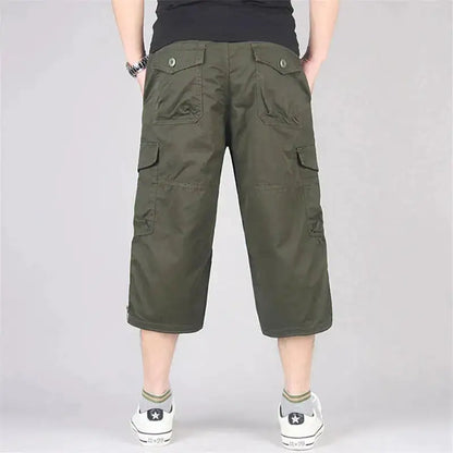 Long Length Cargo Shorts Men Summer Multi-Pocket Casual Cotton Elastic Capri Pants Men Military Tactical Short Hot Breeches 5XL by Dropshipman