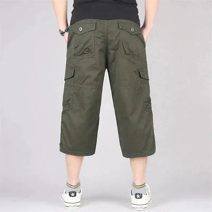 Long Length Cargo Shorts Men Summer Multi-Pocket Casual Cotton Elastic Capri Pants Men Military Tactical Short Hot Breeches 5XL by Dropshipman
