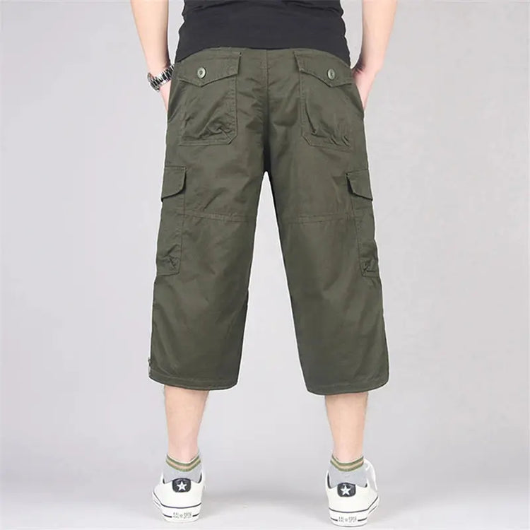 Long Length Cargo Shorts Men Summer Multi-Pocket Casual Cotton Elastic Capri Pants Men Military Tactical Short Hot Breeches  5XL SHOPEZRA L.L.C.