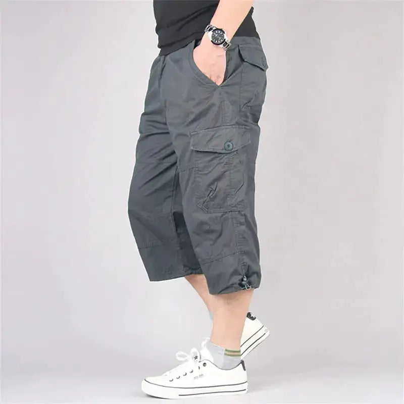 Long Length Cargo Shorts Men Summer Multi-Pocket Casual Cotton Elastic Capri Pants Men Military Tactical Short Hot Breeches 5XL by Dropshipman