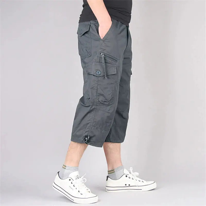 Long Length Cargo Shorts Men Summer Multi-Pocket Casual Cotton Elastic Capri Pants Men Military Tactical Short Hot Breeches  5XL SHOPEZRA L.L.C.