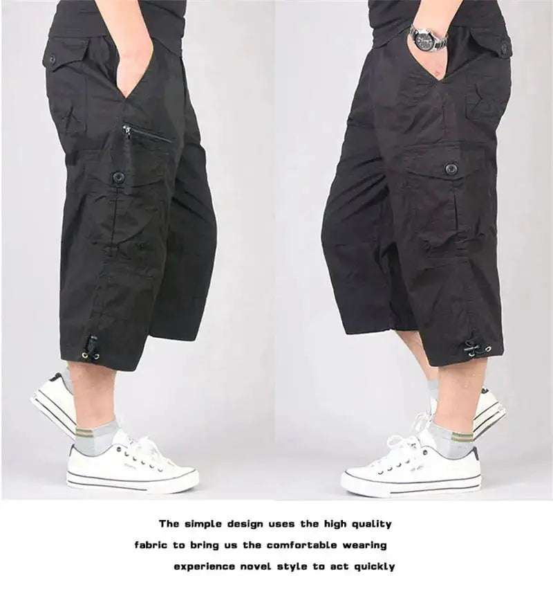 Long Length Cargo Shorts Men Summer Multi-Pocket Casual Cotton Elastic Capri Pants Men Military Tactical Short Hot Breeches 5XL by Dropshipman