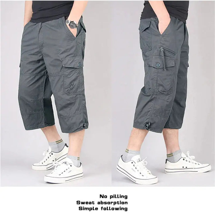 Long Length Cargo Shorts Men Summer Multi-Pocket Casual Cotton Elastic Capri Pants Men Military Tactical Short Hot Breeches  5XL SHOPEZRA L.L.C.