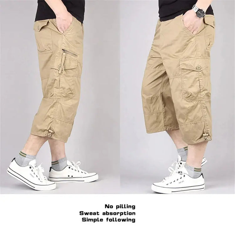 Long Length Cargo Shorts Men Summer Multi-Pocket Casual Cotton Elastic Capri Pants Men Military Tactical Short Hot Breeches  5XL SHOPEZRA L.L.C.